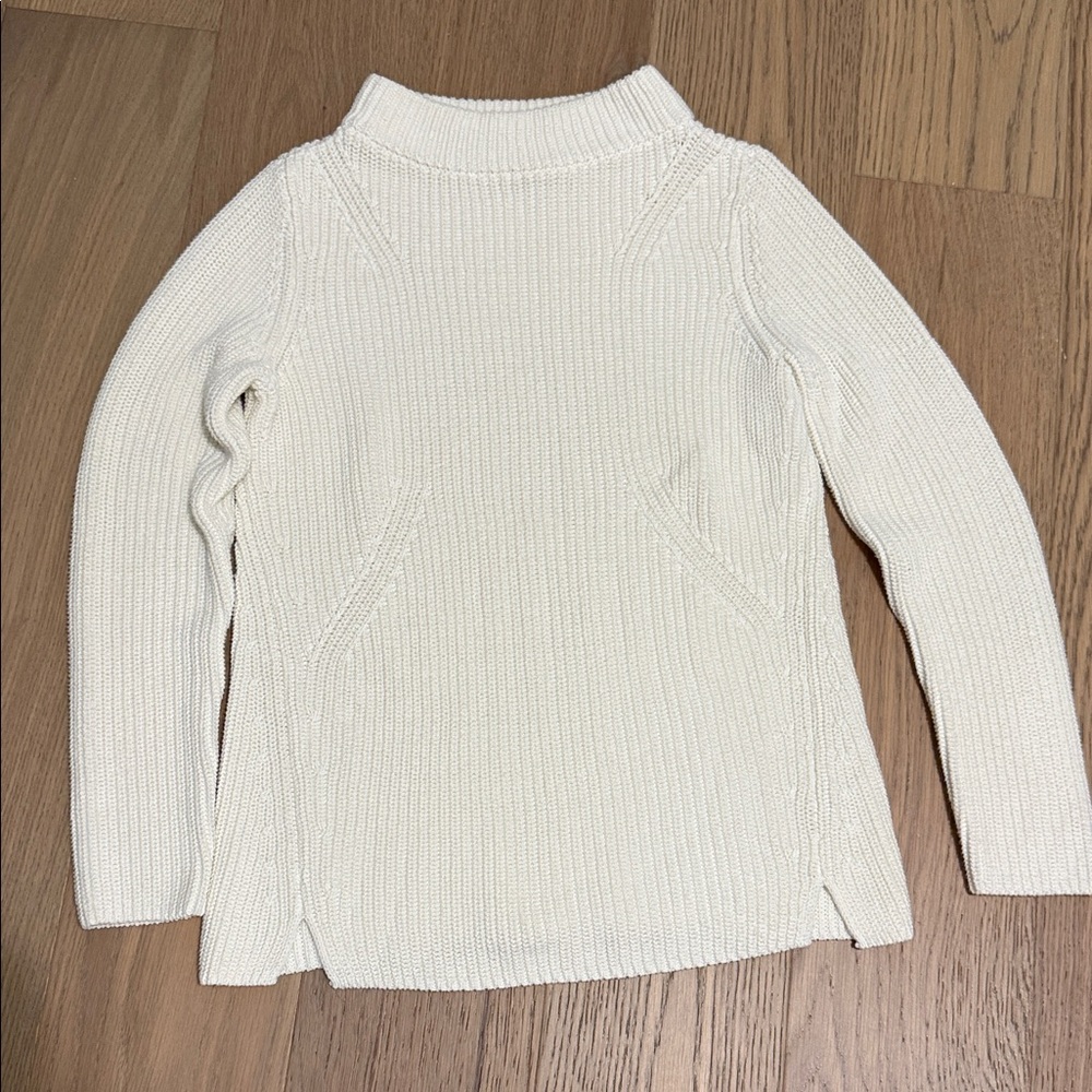 Talbots Cream Mock Neck Ribbed Knit Sweater